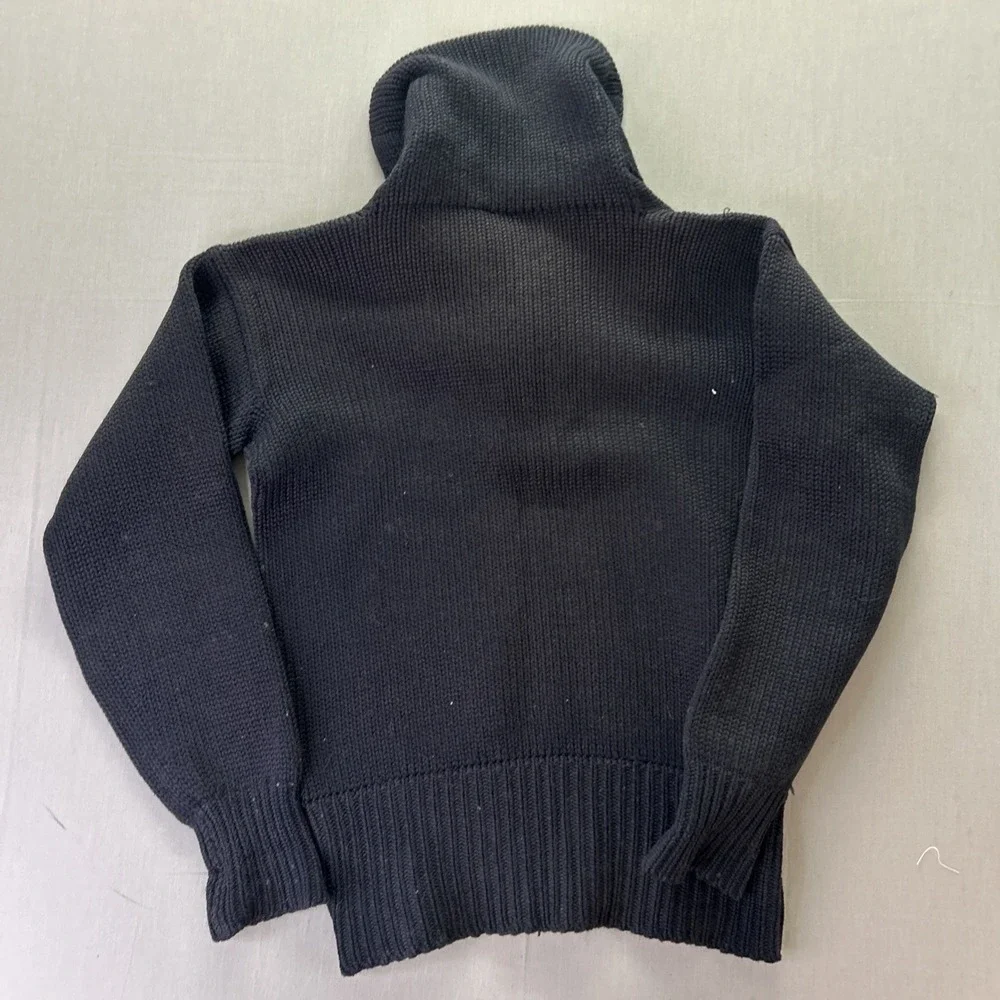 1940s True Vintage Wool Shawl Collar Pullover Sweater Navy Blue 19x25